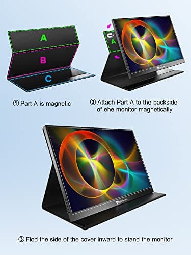 MAGICRAVEN 4K Portable Monitor, 16" 3840x2400 IPS Laptop Screen, 1500:1, 400 Nits Screen USB C HDMI Computer Gaming Display with Speakers & Smart Cover, Travel Monitor for PC Phone PS5/4 Xbox Switch 7