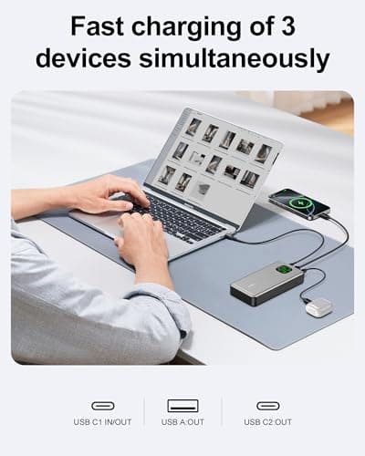 65W Power Bank, 25000mAh Travel Essential USB C Laptop Portable Charger, 100W Total Fast Charging Battery Pack for MacBook Dell XPS iPad Tablet Steam Deck iPhone 17-12 Series Samsung Switch and More 5