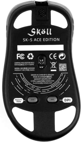 Gwolves Skoll Mini SK-S White 50g Ultralight Weight Honeycomb Design Ergonomic Wired Gaming Mouse with 3389 Sensor - PTFE Skates - 16,000DPI - Detachable Cable (White) (Small) 7