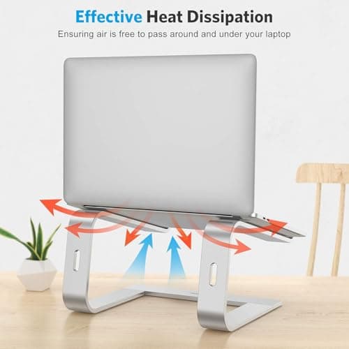 OMOTON Laptop Stand, Detachable Laptop Mount, Aluminum Laptop Holder Stand for Desk, Compatible with MacBook Air/Pro, Dell, HP, Lenovo and All Laptops (11-16 inch), Silver 6