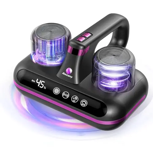 Amzany Mattress Vacuum Cleaner - 5-in-1 Cordless Bed Vacuum Cleaner, Powered by Ultrasonic Technology, 16Kpa Strong Suction,Low Noise,Suitable for Dust, Pet Hair, Etc - Grey