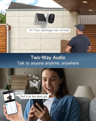2.4&5ghz WiFi Solar Security Cameras Wireless Outdoor,2K QHD Home Security System, Solar Cameras Kit with 130° Ultra-Wide View, 2-Way Talk, IP65,Color Night Vision, Spotlight & Siren (1, White) 6