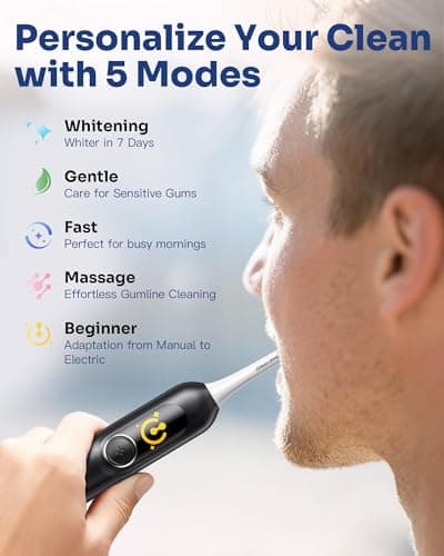 SAKYPRORAL AI Electric Toothbrush with Smart Display for Adults Kids | 150-Day Rechargeable Toothbrush, Real-Time Map |3-Min Timer, Travel Case | Teens Sonic Toothbrush Gift (G5S Black) 6