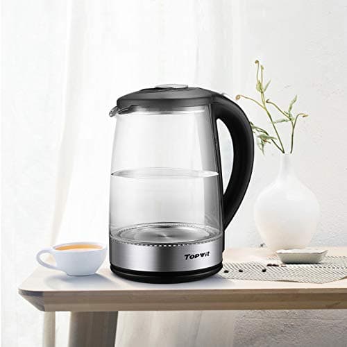 TOPWIT Electric Kettle Glass Hot Water Kettle, 2.0L Water Warmer, BPA-Free Stainless Steel Lid & Bottom, Tea Kettle with Fast Heating, Auto Shut-Off & Boil Dry Protection 7