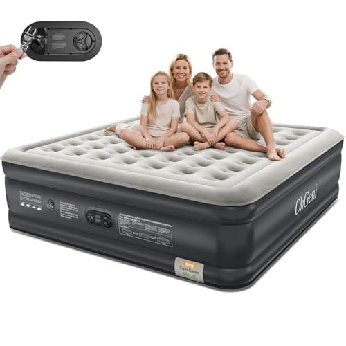 OhGeni King Size Air Mattress, Family Choice Award with Built in Pump, Ideal Alternative to a Bed, 18'' Comfortable Blow Up Colchones Inflables Mattress for Home, Guests, Portable Air Bed, 700 lbs