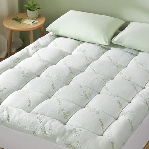 Shilucheng Cooling Queen Mattress Topper, Extra Thick 1200 GSM Down Alternative Fill, Soft Mattress pad for Back Pain, Bed Mattress Topper with 8-21" Deep Pocket (Green, 60"x80") 9