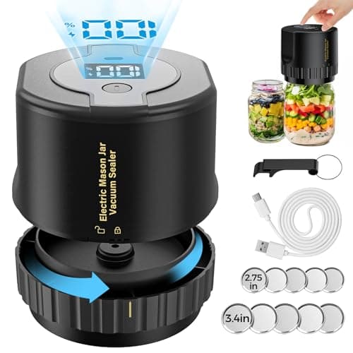 Fodmor Mason Jar Vacuum Sealer,Electric Mason Jar Sealer Vacuum Sealing Kit for Canning,Vacuum Sealer for Mason Canning Jars with Can Opener,Regular and Wide Mouth Mason Jar Lids