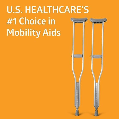 Medline Medium Aluminum Crutches For Adults & Seniors 5’2”–5'10" Tall, Walking Aid For Reliable Balance, Comfortably Holds Up To 300 lbs. 6