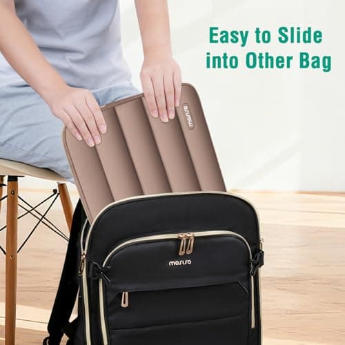 MOSISO Laptop Case 13.3 inch, 13-13.3 inch Puffy Laptop Sleeve Compatible with MacBook Air 13.6 M5 M4 M3 M2 M1/Neo/Pro 13/14, HP Dell ASUS Lenovo,Polyester Horizontal Bag with Small Case, Brown 7