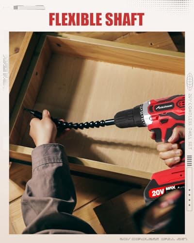 AVID POWER 20V MAX Power Drill Kit, Cordless Drill Set with Battery and Charger, 2 Variable Speed, 3/8-Inch Keyless Chuck, 19 Position and 22pcs Bits 6