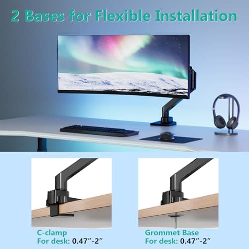 WALI Ultrawide Monitor Arm for 17 to 49 Inch Heavy Duty Curved Screens, Holds 44 Lbs, Adjustable Gas Spring Single Monitor Desk Mount for Samsung Odyssey G9, 75x75/100x100 VESA (GSM001XL-P), Black 8