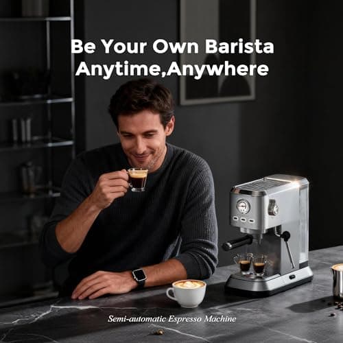 avigator Espresso Coffee Machine, 20 Bar Espresso Maker with Milk Frother, Hot Espresso & Cold Brew, 50 oz Water Tank, Visible Pressure Gauge, Compact Design for Counter 6