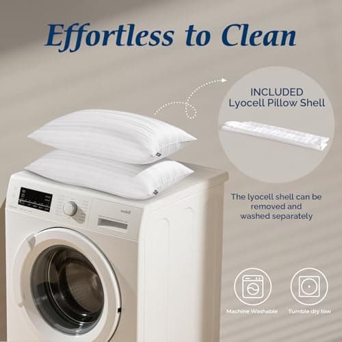 downluxe Goose Feather and Down Pillows - Hotel Collection Feather Pillows Set of 2 for Back, Stomach or Side Sleepers, Queen Size (20"x28") 8