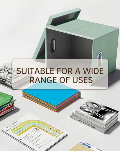 Oterri File Organizer, File Box, File Cabinet for Letter File Folder Storage, Portable Storage Bins with Lids for Office/Decor/Home,Document Organizer, 1 Pack,Green-Box Only 5