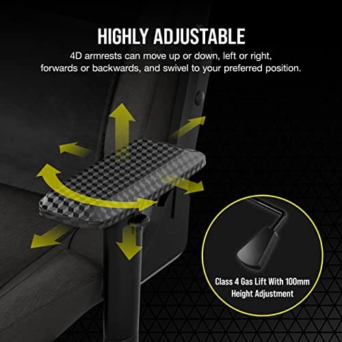 Corsair T3 Rush Fabric Gaming Chair (2023) – Racing-Inspired Design – Soft Fabric Exterior – Padded Neck Cushion – Memory Foam Lumbar Support – Adjustable Seat Height – Charcoal 6