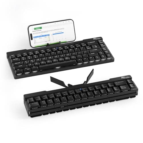 RK ROYAL KLUDGE F68 60% Foldable Low Profile Mechanical Keyboard, Wireless Mechanical Keyboard with Aluminum Body, Built-in Stand Holder, White Backlit, 68 Keys