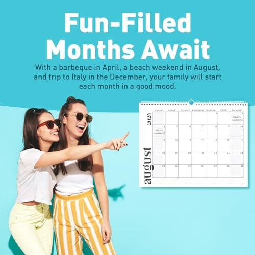 S&O Modern Minimal Wall Calendar from January 2024-June 2025 - Tear-Off Monthly Calendar - 18 Month Academic Wall Calendar - Hanging Calendar to Track Anniversaries & Appointments - 13.5"x10.5”in 9