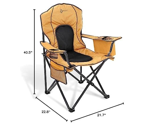 ARROWHEAD OUTDOOR Portable Folding Camping Quad Chair w/ 4-Can Cooler, Cup-Holder, Heavy-Duty Carrying Bag, Padded Armrests, Supports up to 330lbs 8