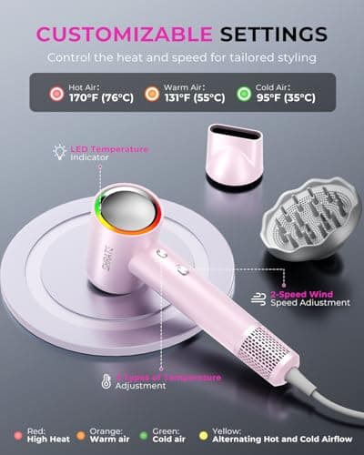 SHRATE Professional High Speed Ionic Hair Dryer | Ultra-Fast Drying | 500 Million Negative Ions | Low Noise | 160000 RPM | Compact Blow Dryer with Magnetic Diffuser for Faster Drying All Hair Types 8