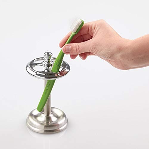 iDesign Steel Divided Toothbrush Holder Stand, The York Collection – Four Divided Compartments, 3.25” x 3.25” x 5.75”, Brushed Nickel & Polished Chrome 7