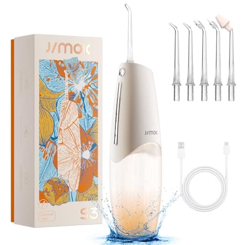 JIMOK Water Flosser - 4 Modes Cordless Portable Water Flosser for Teeth, IPX7 Waterproof, 200ml Removable Water Tank, Easy to Clean, Rechargeable Oral Irrigator Cleaner for Home and Travel(White)