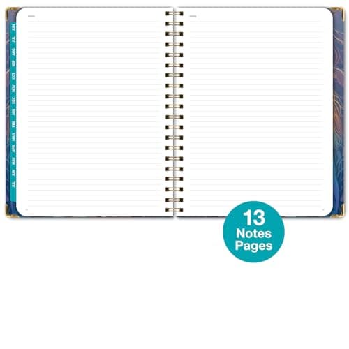 HARDCOVER Academic Year 2024-2025 Planner: (June 2024 Through July 2025) 8.5"x11" Daily Weekly Monthly Planner Yearly Agenda. Bookmark, Pocket Folder and Sticky Note Set (Pastel Peacock) 5
