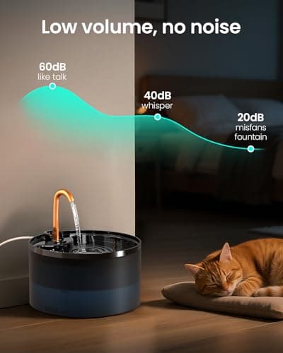 Cat Water Fountain, 71oz/2.1L Cat Fountain for Drinking with Copper Faucet, MISFANS-Designed Pump & Filter, Plastic Automatic Pet Water Fountain Bowl & Dispenser with 3-Pack Replaceable Filters 6