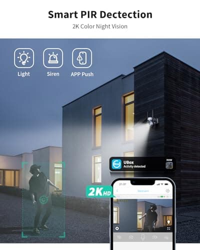 LIWAN 4G LTE Cellular Security Camera Wireless Outdoor, Solar Powered, No WiFi Security Camera, PIR Motion Detection, 2K 360° Color Night Vision, 2 Way Talk, Built-in SIM Card, 1 Pack 5