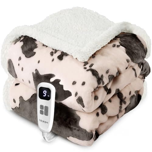 blunique Heated Blanket Throw Blanket - Fast Heating Electric Blanket, Soft Flannel Heated Throw with 4 Time Settings,10 Heating Settings, Warm Gifts for Women & Mom & Grandma(50"x60" Light Coral)