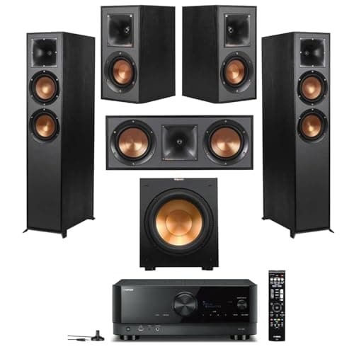 Klipsch Reference 5.2 Home Theater System w/ 7.2 Receiver, w/ 2X R-26FA Floorstanding Speaker, R-25C Center Speaker, R-41M Speaker, 2X R-12SW Subwoofer & Yamaha RX-V6A 7.2-Channel AV Receiver
