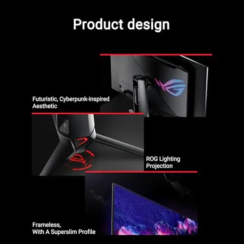 ASUS ROG Swift 32” 4K OLED Gaming Monitor (PG32UCDM) - UHD (3840 x 2160), QD-OLED, 240Hz, 0.03ms, G-SYNC Compatible, Custom Heatsink, Graphene Film, 99% DCI-P3, True 10-bit, 90W USB-C 6