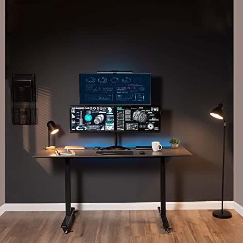 VIVO Triple LCD LED Computer Monitor Desk Stand, Free Standing Heavy Duty Fully Adjustable Mount for 3 Screens up to 30 inches STAND-V003E 8