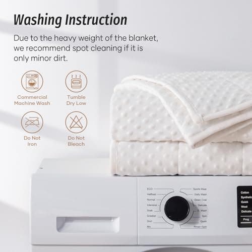 Wemore Minky Dot Weighted Blanket for Adults Queen Size 15 lbs, Soft Heavy Blanket for Stress Relief and Sleep Promotion, Breathable Blanket for All-Season with Glass Beads, White 60 x 80 inches 8