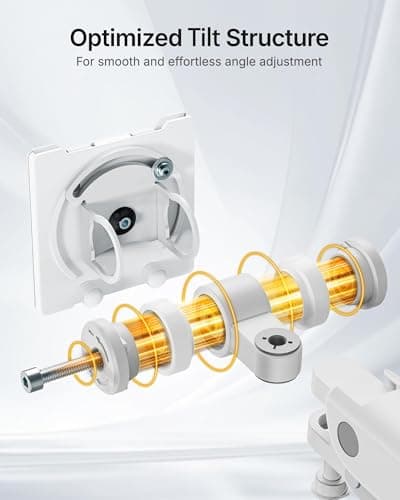 monTEK Heavy-Duty Monitor Arm for 17-57" Ultrawide Curved Screen, Supports up to 59.4 lbs, Adjustable Gas Spring Arm, 75/100 VESA Mount, Clamp & Grommet Desk Monitor Mount Single, White 5