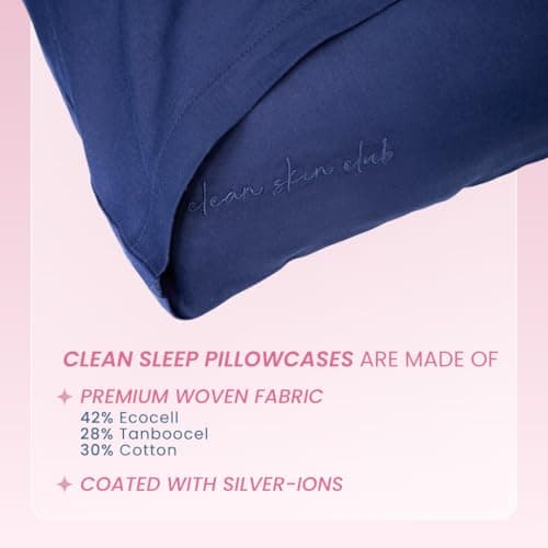 Clean Sleep Silver Ion Pillowcases, Hypoallergenic Pillowcases for Blemish-Prone & Sensitive Skin, Silver Ion Infused Plant-Based Fabric, Standard Size, 2 Pillow Covers, Blue 5