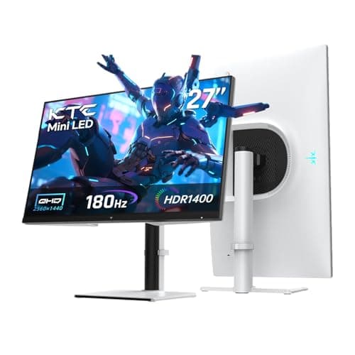 KTC QHD Mini LED Monitor 27 Inch, 1440P 180Hz Gaming PC Monitor, HDR 1400, HDMI2.0, DP1.4, USB, Swivel/Height/Pivot/Tilt Adjustable, VESA Support, White, M27T6