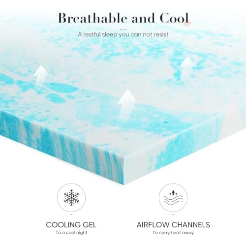Sweetcrispy Mattress Topper King, 3 Inch Thick Memory Foam Gel Infused Cooling Toppers Pad for King Size Bed, Sleeper Sofa, RV, Camper, CertiPUR US Certified, Ventilated and Breathable 5