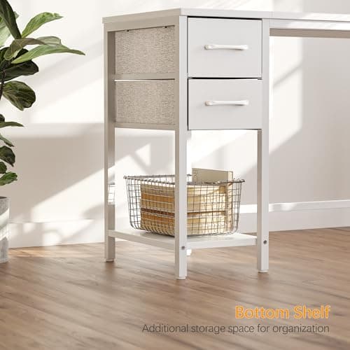 CubiCubi Computer Desk with 2 Drawers, 40 Inch Small Home Office Desk with Storage Study Writing Table, Pure White 5