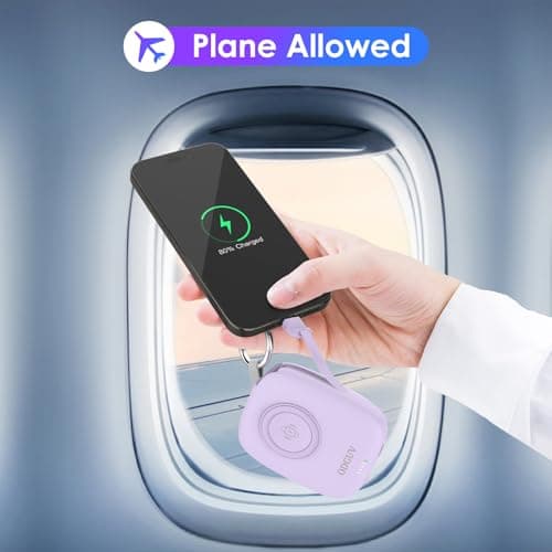 Small Portable Charger 5000mAh,iWatch Wireless Charger Mini Power Bank with Built-in Cable,Travel Keychain Charger for Apple Watch 11/10/9/8/Ultra/7/6/Se/5/4,iPhone 17/16/15/14/13/12,Android Phone 7