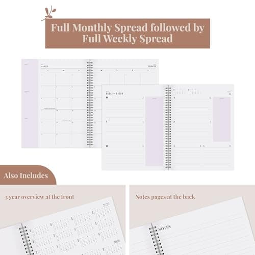 Rileys 2025 Weekly Planner - Annual Weekly & Monthly Agenda Planner, Jan - Dec 2025, Flexible Cover, Notes Pages, Twin-Wire Binding (8.5 x 11-Inches, Lilac) 4