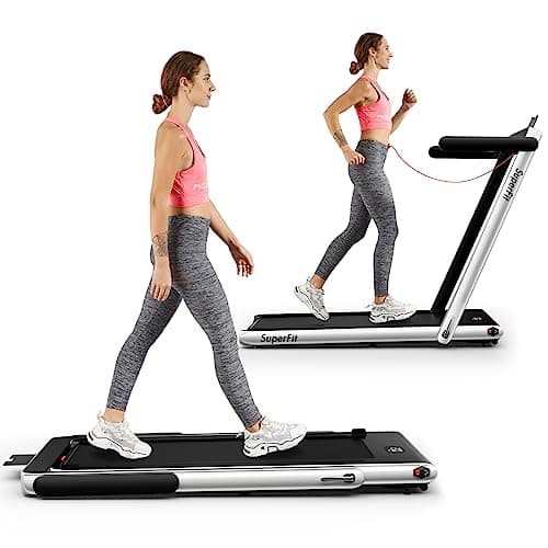 Goplus 2 in 1 Folding Treadmill, 2.25HP Superfit Under Desk Electric Treadmill, Installation-Free with Remote Control, APP Control and LED Display, Walking Jogging for Home Office