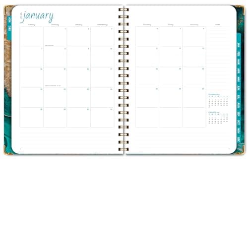HARDCOVER 2024 Planner: (November 2023 Through December 2024) 8.5"x11" Daily Weekly Monthly Planner Yearly Agenda. Bookmark, Pocket Folder and Sticky Note Set (Teal Gold Marble) 5
