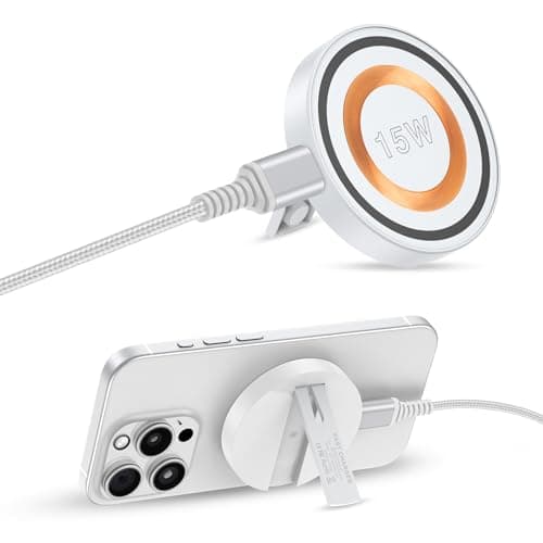 Magnetic Charger for Android Samsung Wireless Charger Fast Charging for Samsung Galaxy S24 Ultra S24+ S24 S23 S22 S21 S20 S10, Magsafe Charger Kickstand for iPhone 17 16 15 Pro Max Plus 14 13 12