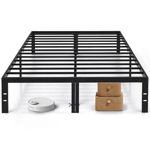 Queen Size Bed Frame, 14 Inch Metal Platform Bed Frames with Heavy Duty Steel Slat Support, No Box Spring Needed, Easy Assembly, Under Bed Storage