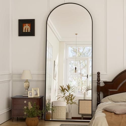 GLSLAND-21x64 inch Arched Full Length Mirror-Aluminum Alloy Frame High Definition-Full Body Mirror for Bedroom or Living Room