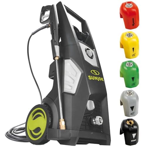 Sun Joe SPX3000-TPS + SPX3500 Electric Pressure Washer Quick-Connect Spray 5 Tip Set Bundled with Portable Electric Pressure Washer Power Tool, Wheels, and Hose Connector