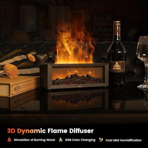 Colorful Flame Fireplace Diffusers for Essential Oils Aroma Flame Diffuser Fireplace Humidifier with Remote 150ml Ultrasonic Air Humidifier with Timer for Home Bedroom Room Office 5