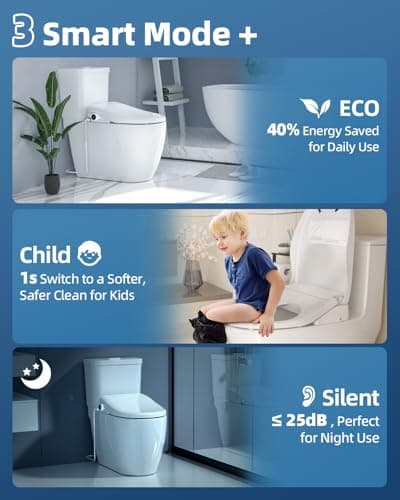 Electric Bidet Toilet Seat, Heated Toilet Seat Elongated with Instant Warm Water & Dryer, Feminine & Front Rear Wash, Wireless Remote, Self-Clean Nozzle, Slow Close Lid, Upgraded Silent ECO Child Mode 8