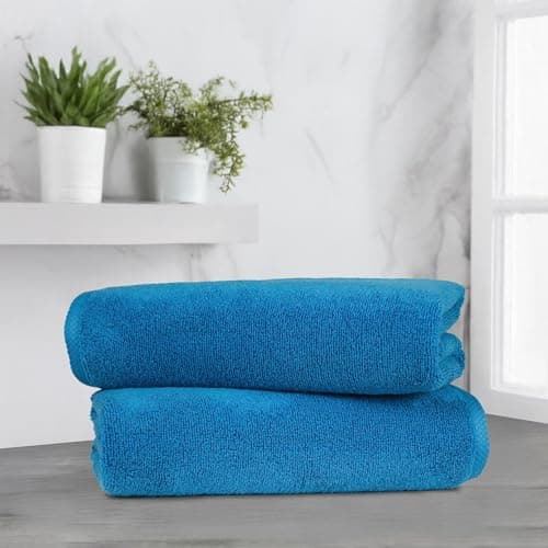 Amazon Basics 2-Piece Quick-Dry Oversize Bath Towel, 100% Cotton, 54" x 30", Lake Blue 7