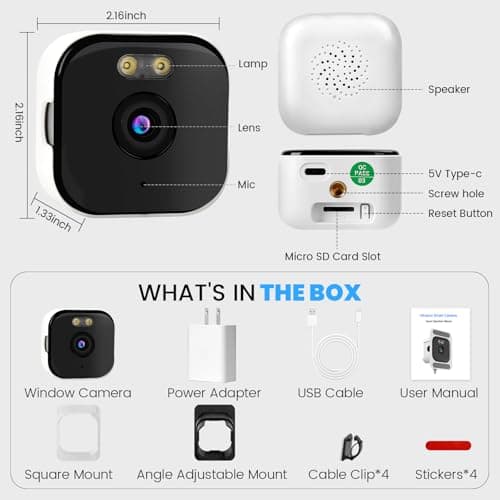 YUOIOYU 3MP 2K Window Camera, Indoor Cameras for Home Security with Full Color Night Vision, Smart Person & Motion Detection, 2-Way Audio, Siren, 2.4GHz & 5GHz WiFi Camera, Easy & Quick Installation 7